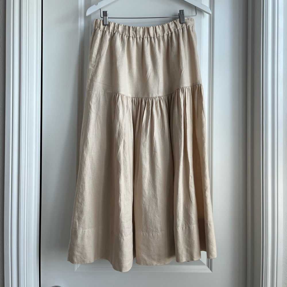 Linen-cotton blend midi Skirt - size L